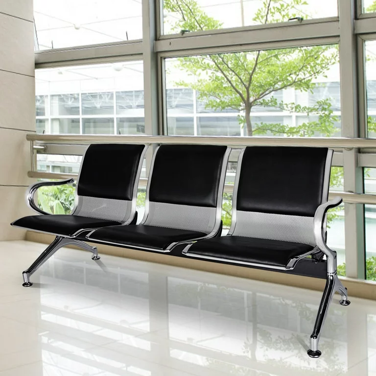 Black Leather Waiting Bench 1 Black Leather Waiting Bench