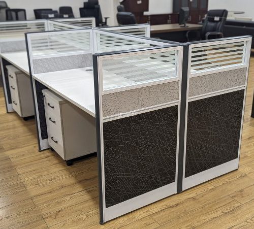 4-seater grey office workstation