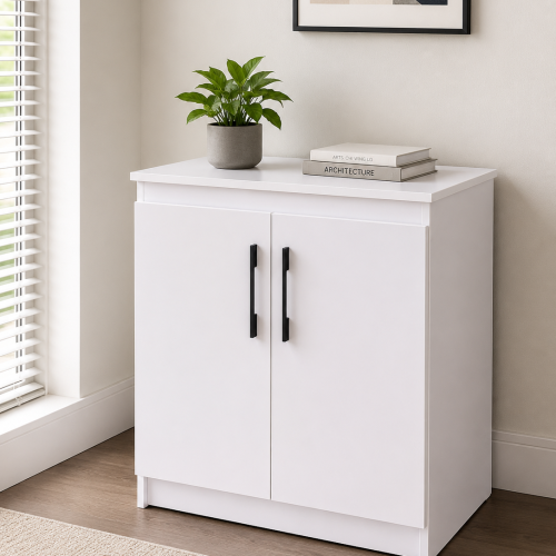 Modern office mini cabinet with lockable doors and shelving